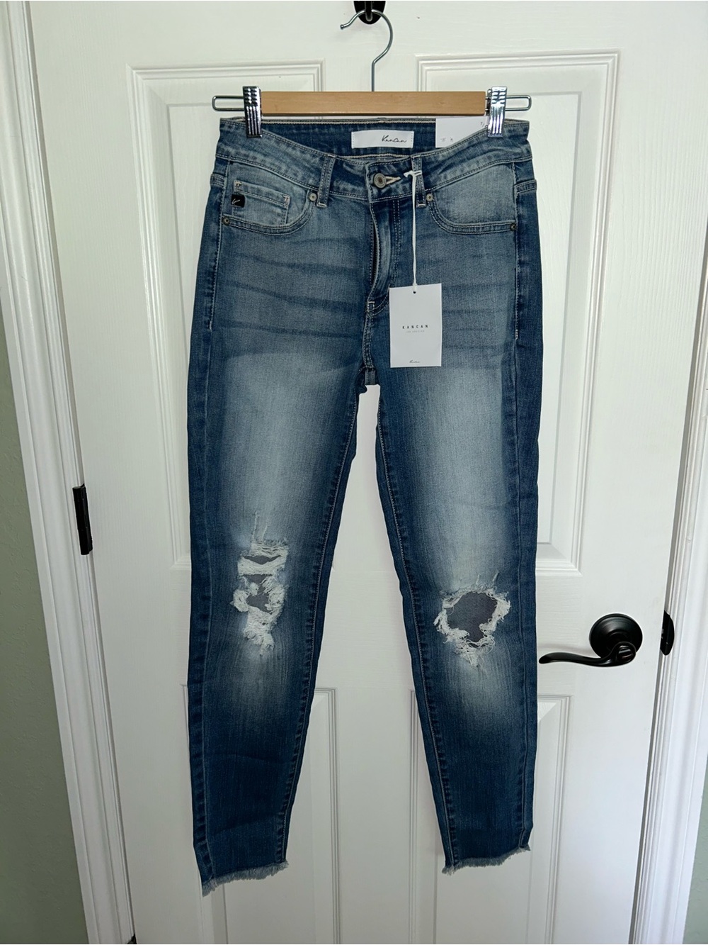 KanCan Women's Distressed Skinny Jeans - Faded Blue